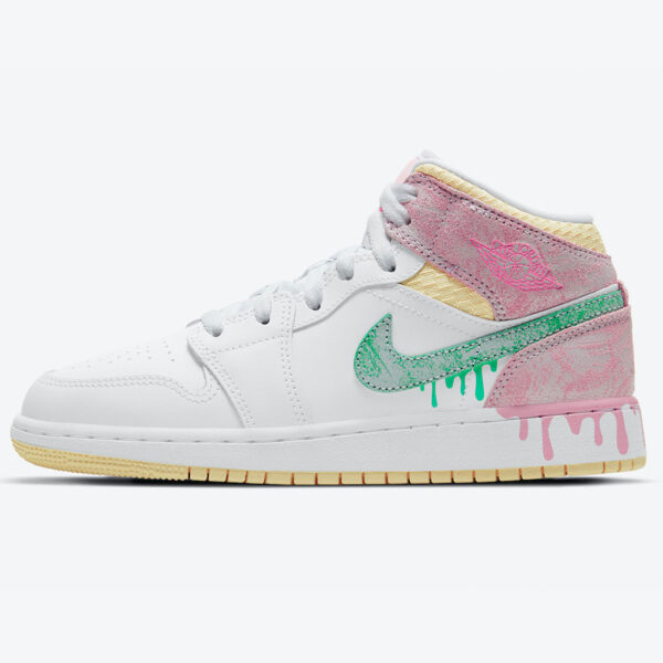 Air Jordan 1 Mid Paint Drip White Pink