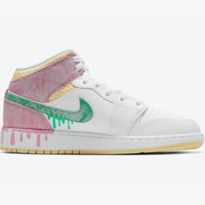 Air Jordan 1 Mid Paint Drip White Pink