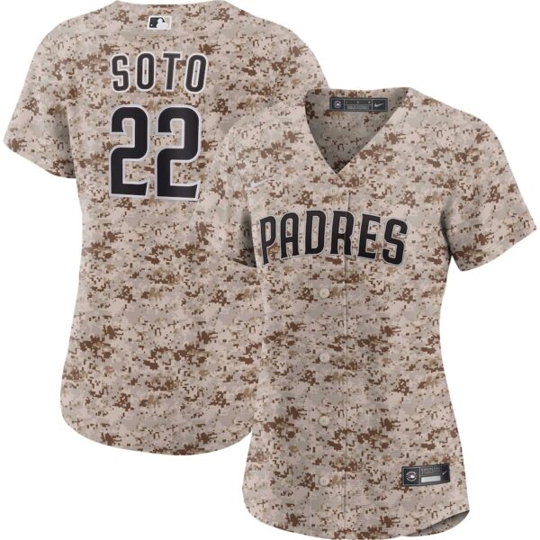 Jerseys Women’s San Diego Padres Juan Soto Nike Camo USMC Alternate Replica