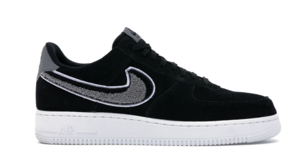 Air Force 1 Low 3D Chenille Swoosh Black Cool Grey