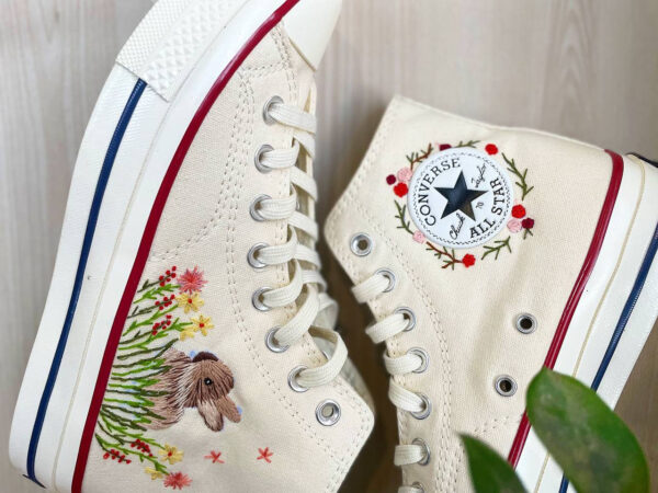 Embroidered Converse High Tops Rabbit Vintage Flowers