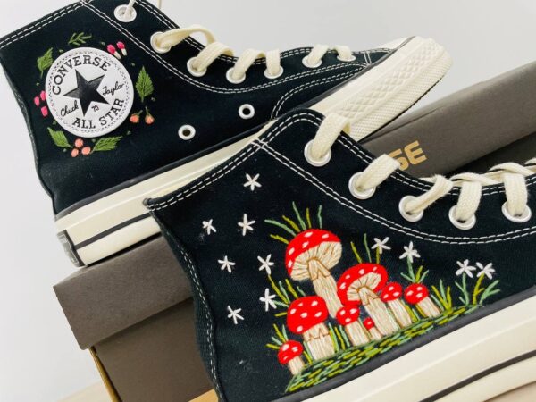 Embroidered Converse High Tops Custom Mushroom