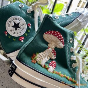 Embroidered Converse High Tops Mushrooms