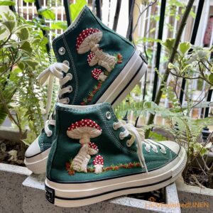 Embroidered Converse High Tops Mushrooms