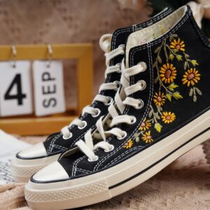 Embroidered Converse High Tops Sweet Cherry Blossom