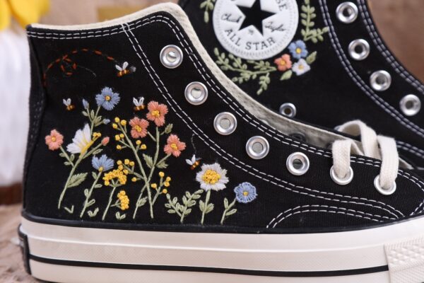 Embroidered Converse High Tops Chambray Floral