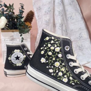 Embroidered Converse High Tops Daisy Flower