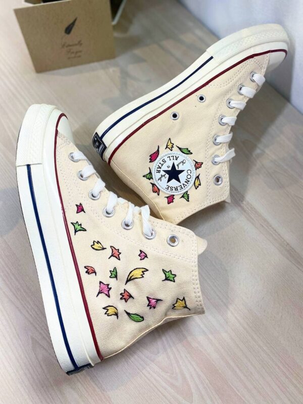 Embroidered Converse High Tops Leaves