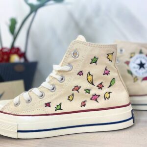 Embroidered Converse High Tops Leaves