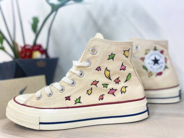 Embroidered Converse High Tops Leaves