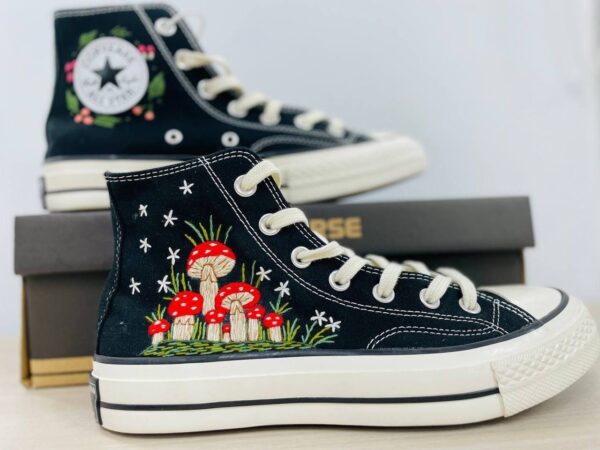 Embroidered Converse High Tops Custom Mushroom