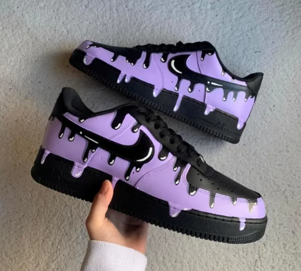 Black and Purple Drip Custom Air Force 1