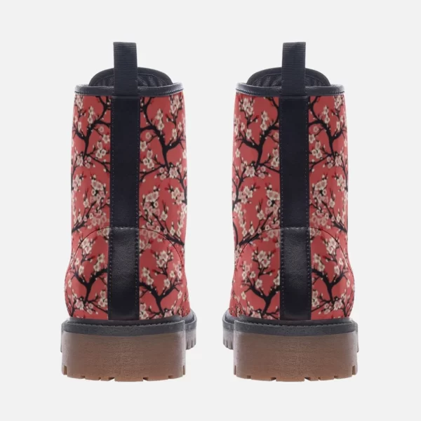 Cherry Blossoms Leather Boots Fleece Fur Boots