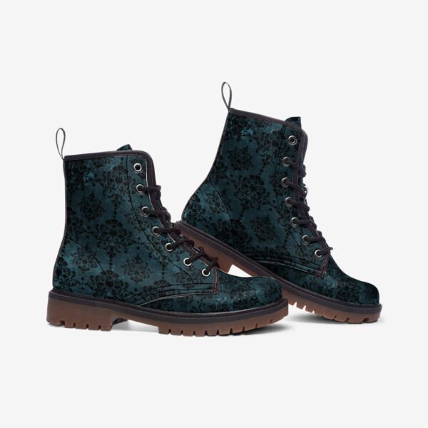 Teal Whimsigoth Leather Boots Fleece Fur Boots