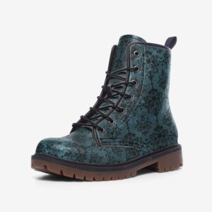 Teal Whimsigoth Leather Boots Fleece Fur Boots