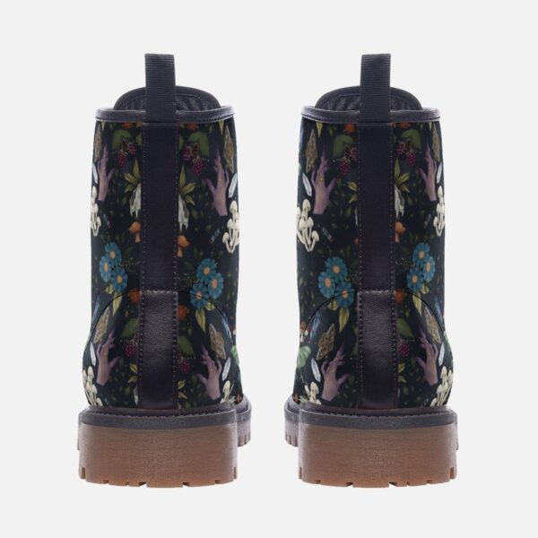 Woodland Witch Floral Leather Boots Fleece Fur Boots