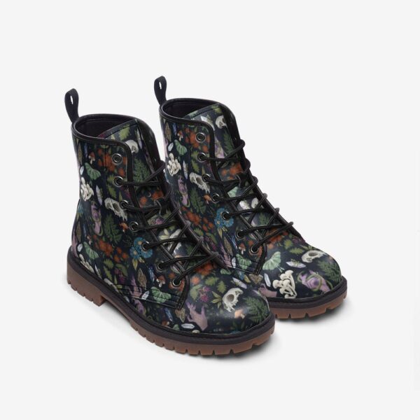 Woodland Witch Floral Leather Boots Fleece Fur Boots