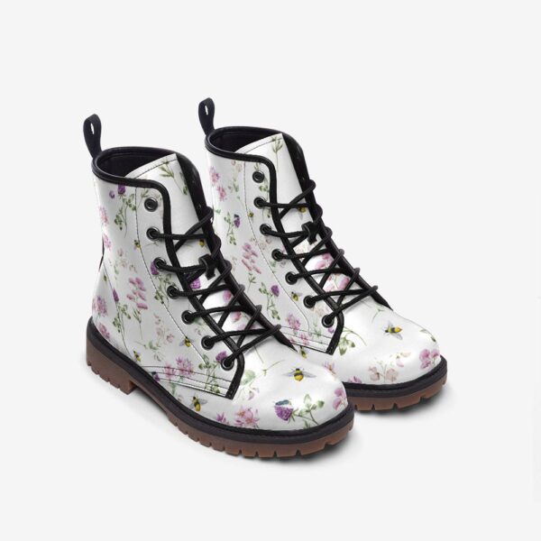 Wildflowers and Bees Leather Boots Fleece Fur Boots