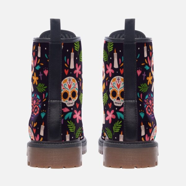 Sugar Skull Macabre Leather Boots Fleece Fur Boots