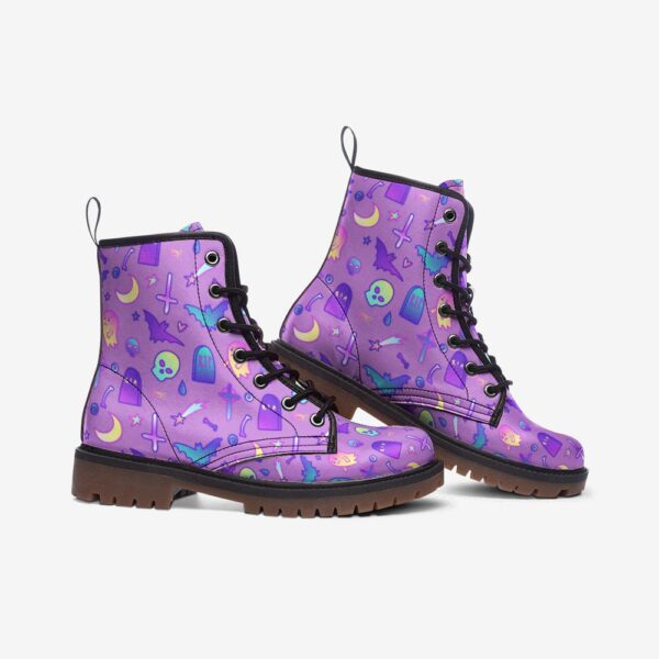 Pastel Witchcore Leather Boots Fleece Fur Boots