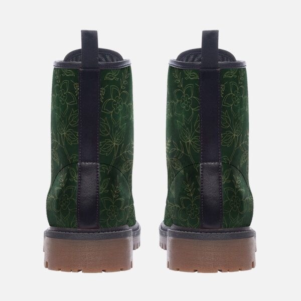 Green Botanical Leather Boots Fleece Fur Boots