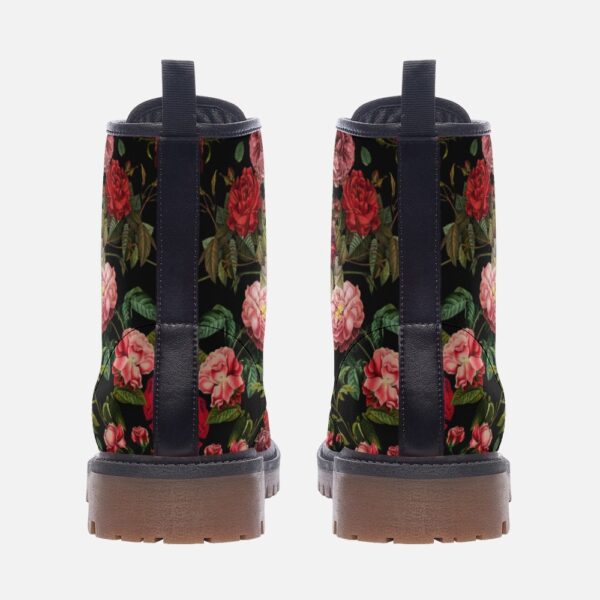 Vintage Gothic Roses Leather Boots Fleece Fur Boots