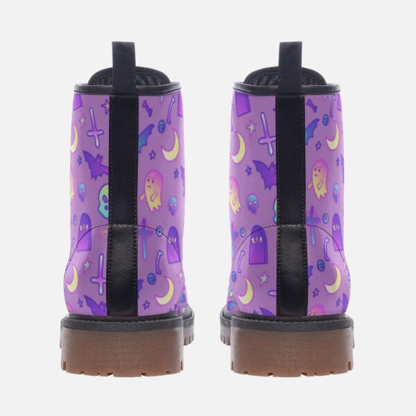 Pastel Witchcore Leather Boots Fleece Fur Boots