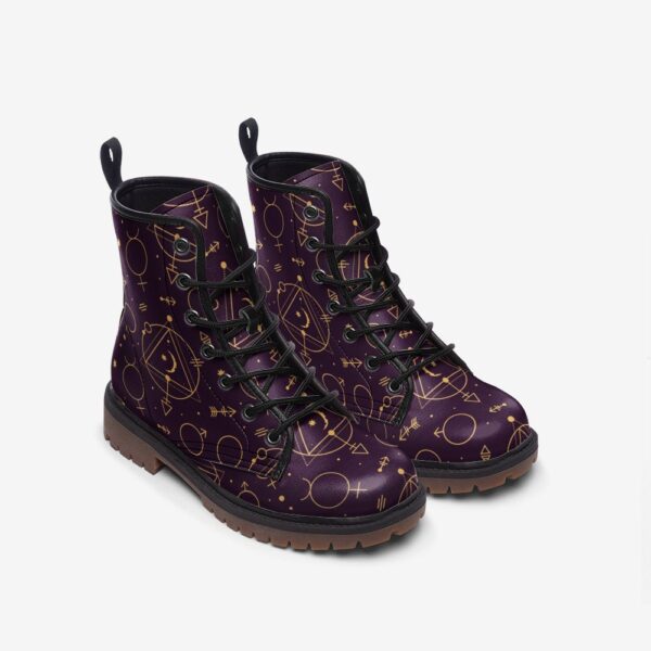 Mystical Purple Occult Leather Boots Fleece Fur Boots