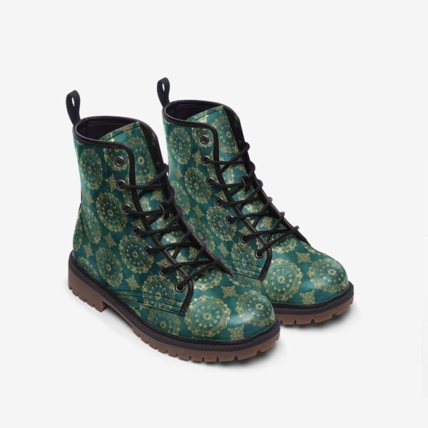 Teal and Gold Mandalas Leather Boots Fleece Fur Boots