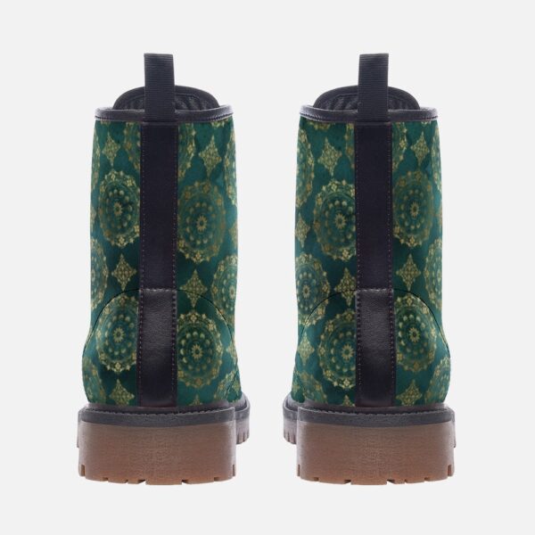 Teal and Gold Mandalas Leather Boots Fleece Fur Boots