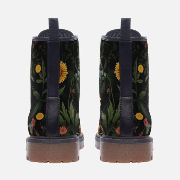 Boho Daisy Flower Leather Boots Fleece Fur Boots