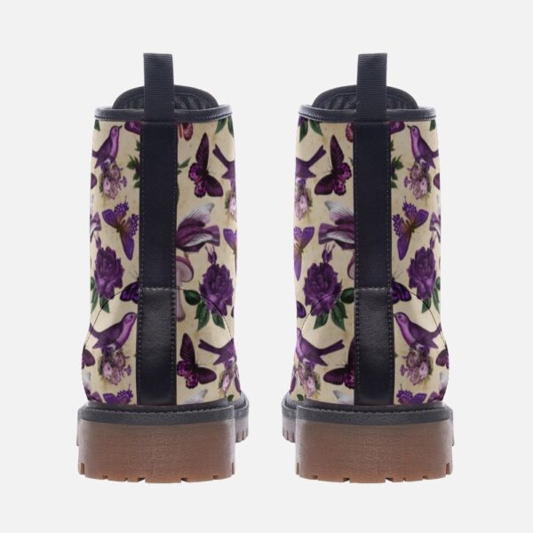 Purple Butterflies Fairy Grunge Leather Boots Fleece Fur Boots