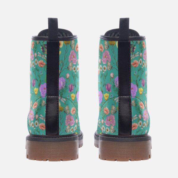 Boho Garden Floral Leather Boots Fleece Fur Boots