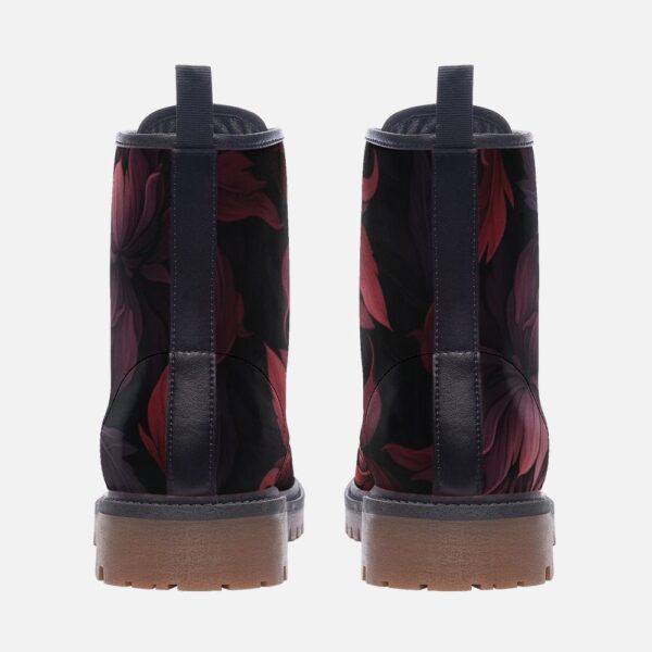 Dark Floral Fall Leather Boots Fleece Fur Boots