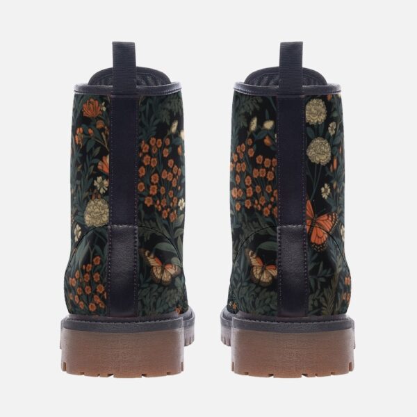 Whimsical Monarch Butterfly Cottage Leather Boots Fleece Fur Boots