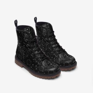 Mystical Occult Celestial Leather Boots Fleece Fur Boots