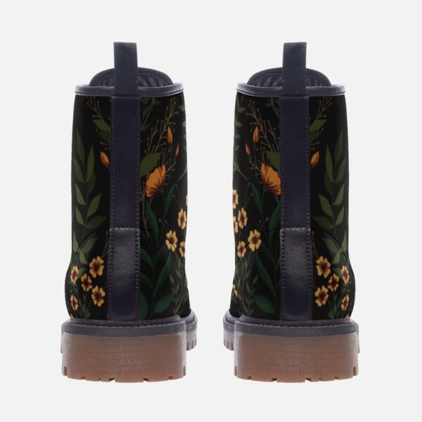 Dark Forest Ferns And Yellow Flowers Leather Boots Fleece Fur Boots