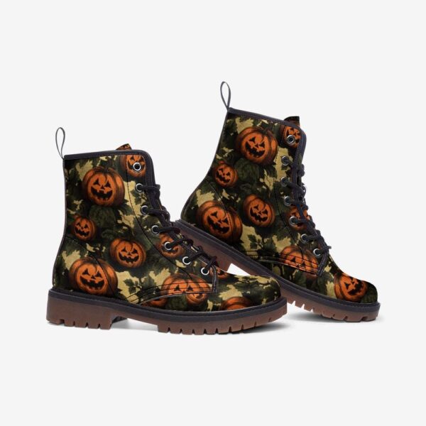 Jack O’Lantern Leather Boots Fleece Fur Boots