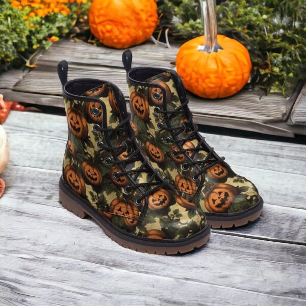 Jack O’Lantern Leather Boots Fleece Fur Boots