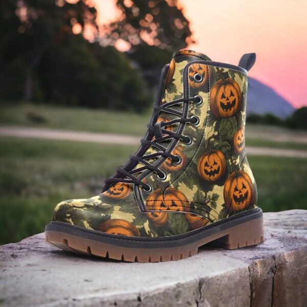 Jack O’Lantern Leather Boots Fleece Fur Boots