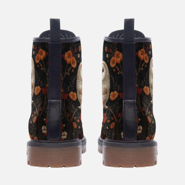 Owl and Flowers Leather Boots Fleece Fur Boots