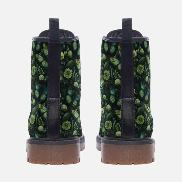 Green Butterfly Leather Boots Fleece Fur Boots