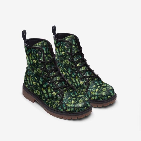 Green Butterfly Leather Boots Fleece Fur Boots