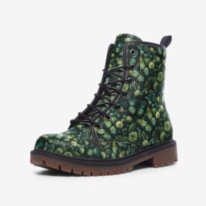 Green Butterfly Leather Boots Fleece Fur Boots