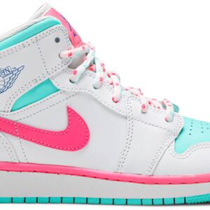 Air Jordan 1 Mid White Pink Green Soar