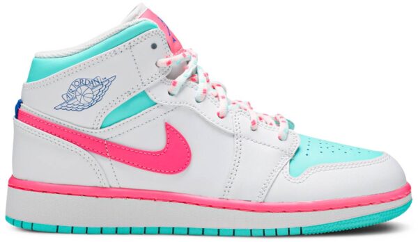 Air Jordan 1 Mid White Pink Green Soar