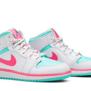 Air Jordan 1 Mid White Pink Green Soar