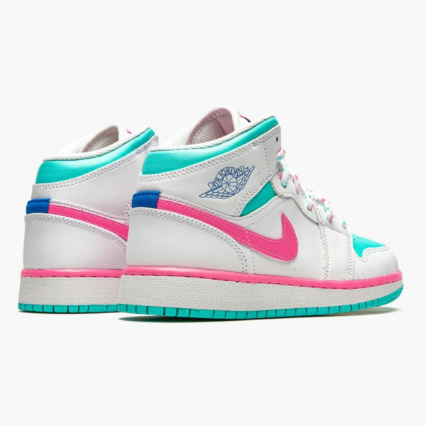 Air Jordan 1 Mid White Pink Green Soar